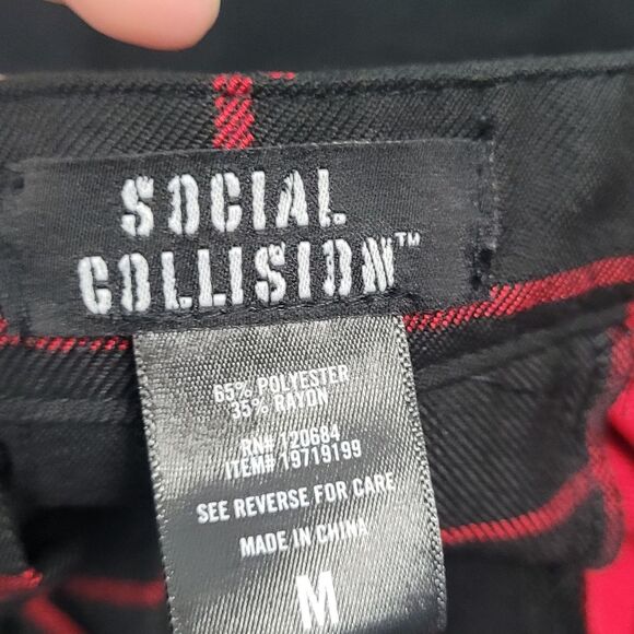 Social Collision black red plaid chain punk emo grunge mini skirt size medium - Picture 5 of 6